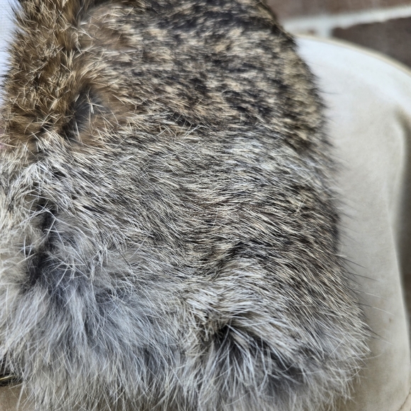 Wilsons Leather Tan Suede Women's Jacket with Rabbit Fur Collar - Picture 4 of 13